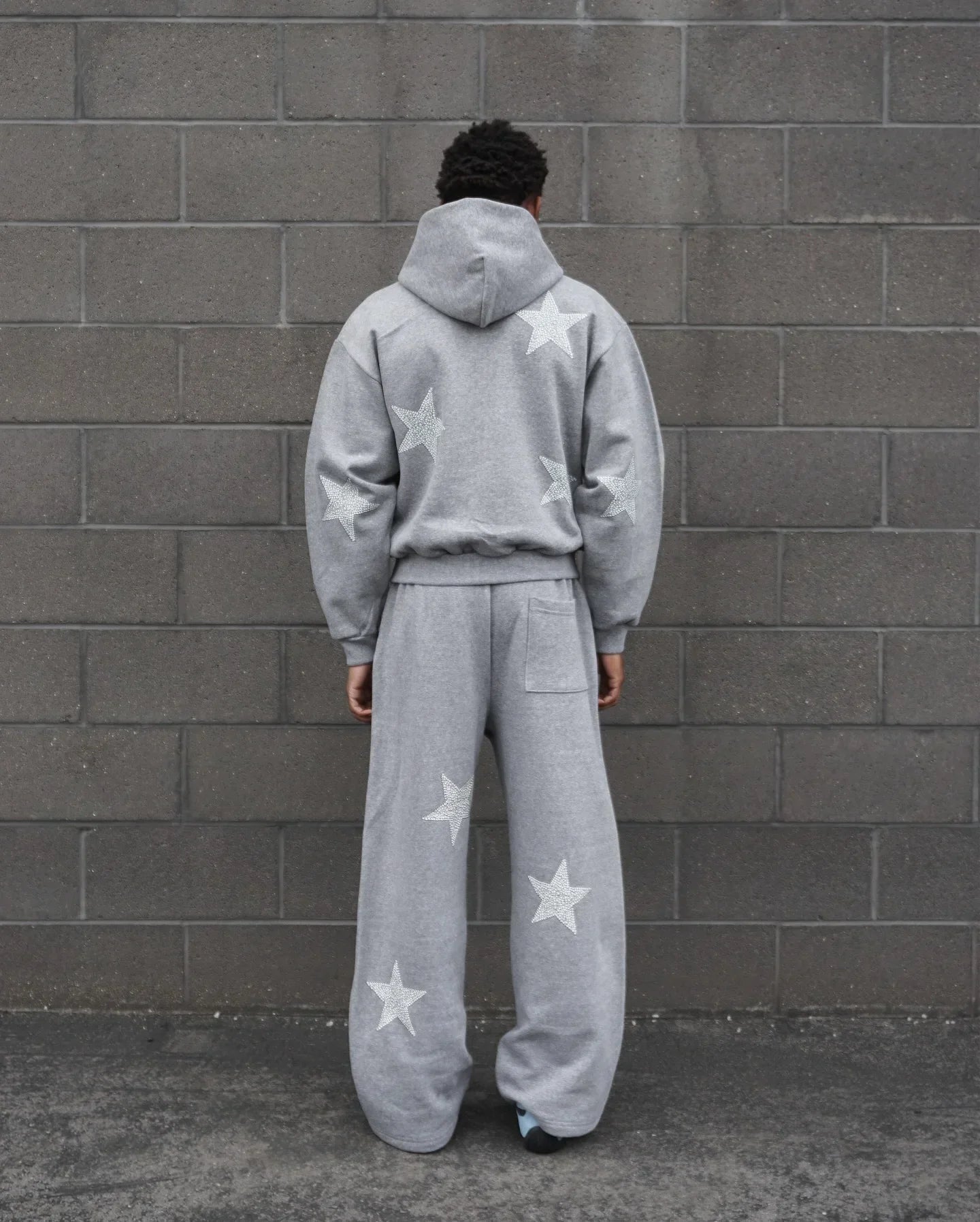 Star Heather Grey Zip Up Hoodie Tracksuit