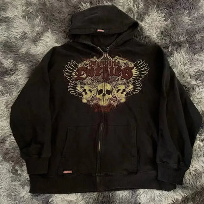 Vintage Streetwear Zip Up Hoodies