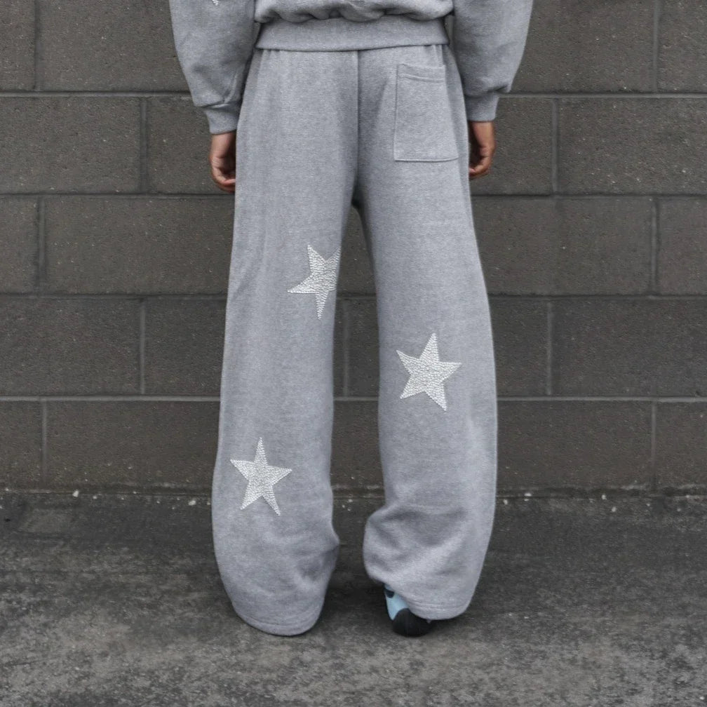 Star Heather Grey Zip Up Hoodie Tracksuit