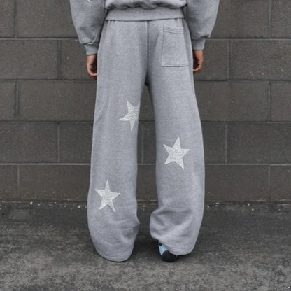 Star Heather Grey Zip Up Hoodie Tracksuit