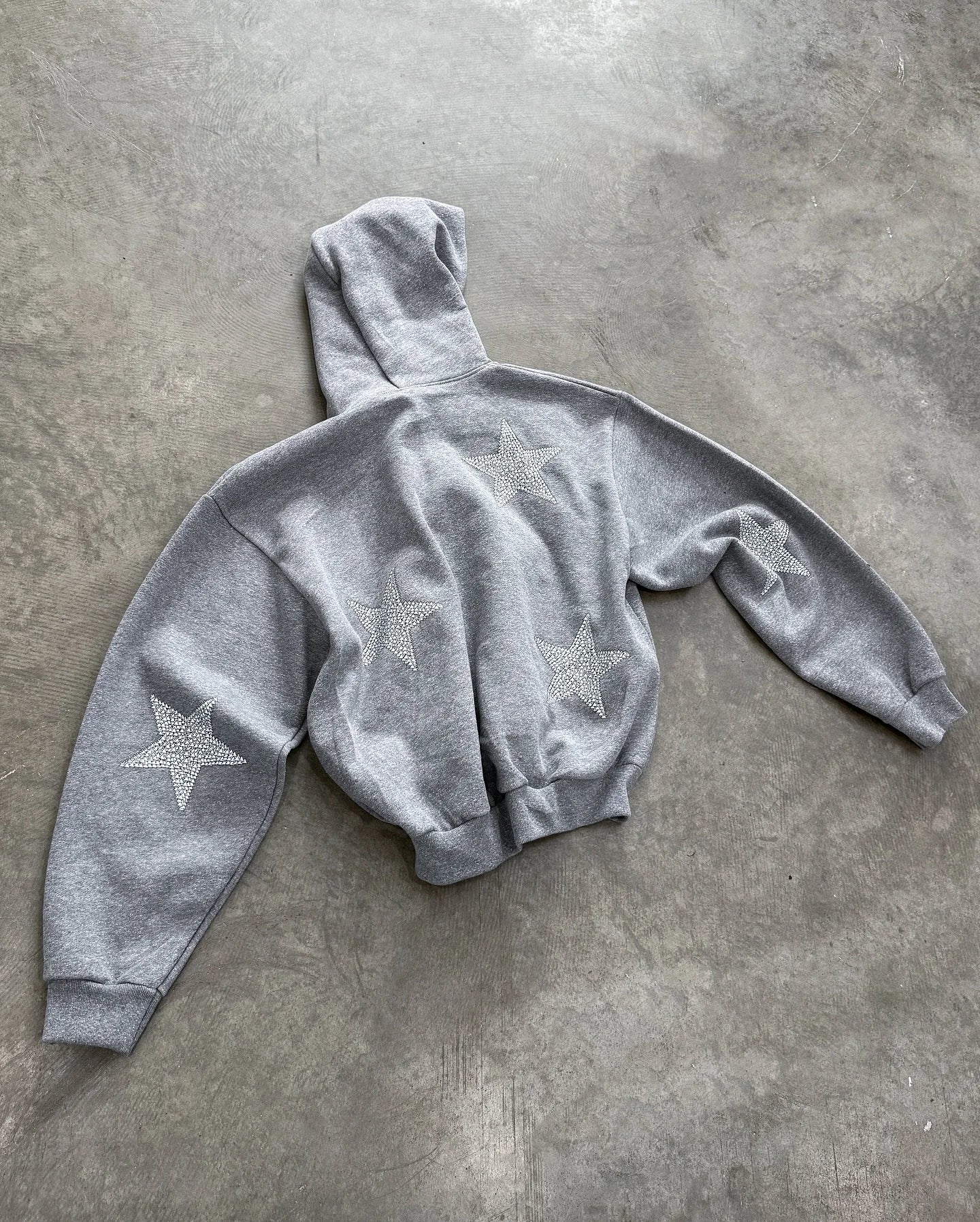 Star Heather Grey Zip Up Hoodie Tracksuit