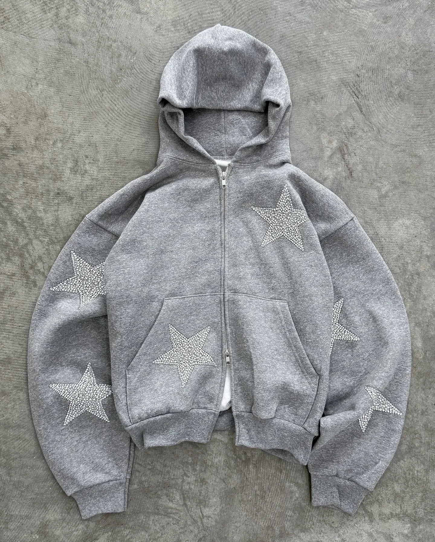 Star Heather Grey Zip Up Hoodie Tracksuit