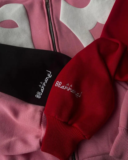 Letter Foam Zipper Hoodie